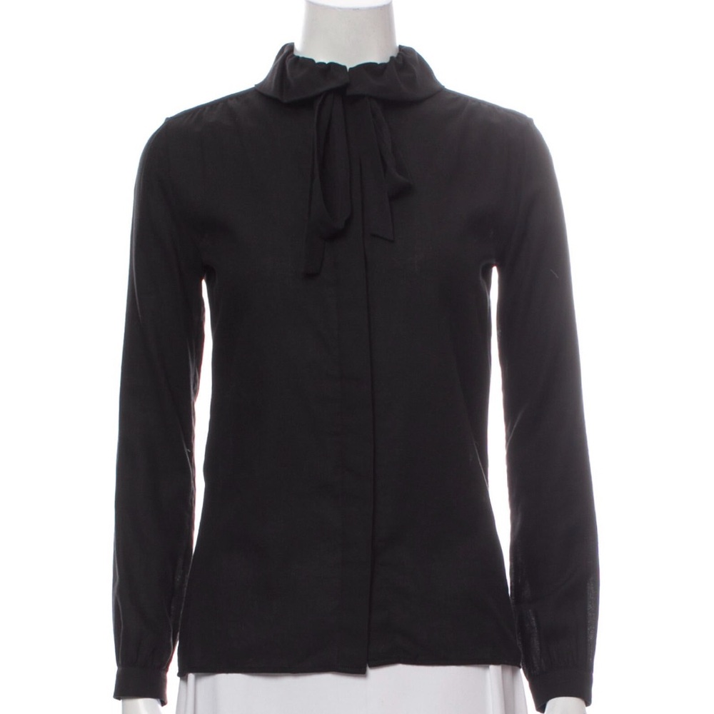APC cotton voile ruffle neck top